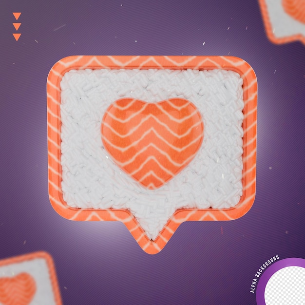 Elemento para la composición salmón 3d renderizado aislado