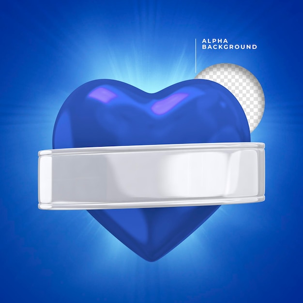 El elemento del corazón azul 3d render