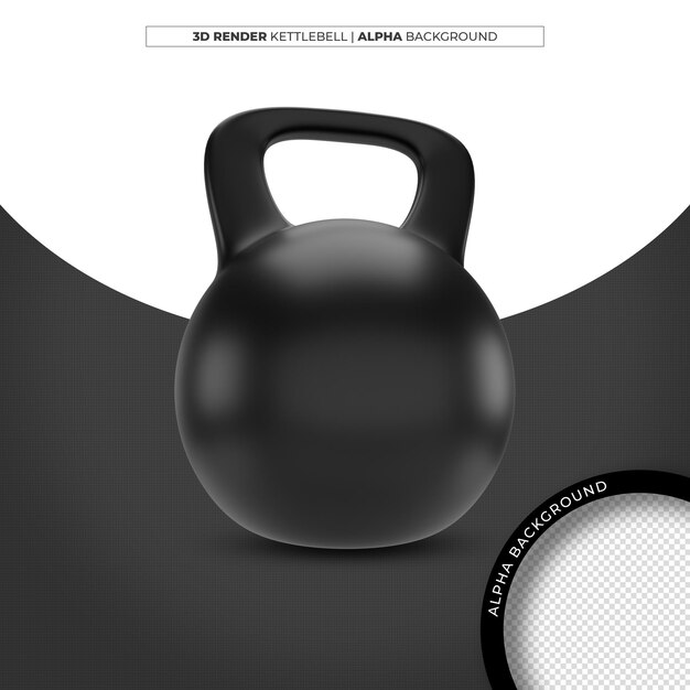 Elemento de culturismo kettlebell 3d para la composición de las redes sociales