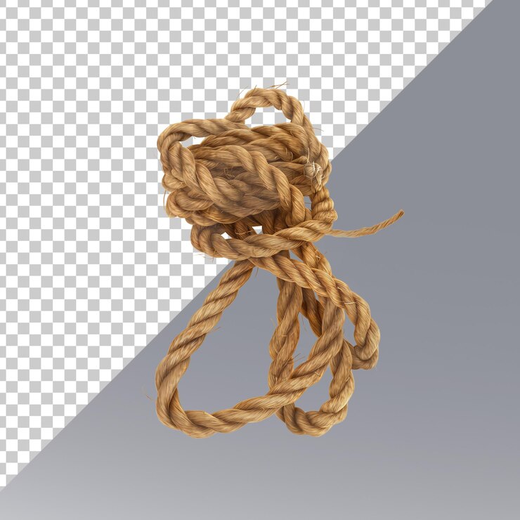 PSD elemento de corda emaranhado textura de fio realista isolada em branco