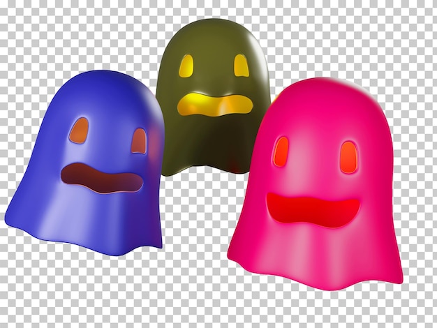 Elemento de desenho animado fantasma de Halloween de renderização 3D