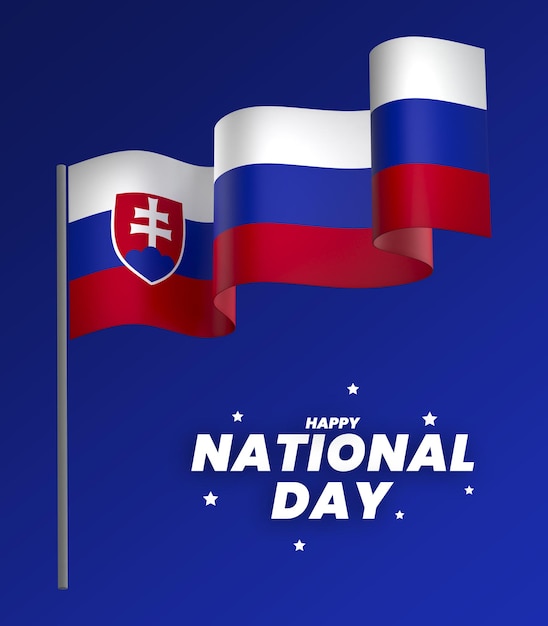 PSD elemento de design da bandeira da eslováquia dia da independência nacional bandeira fita psd