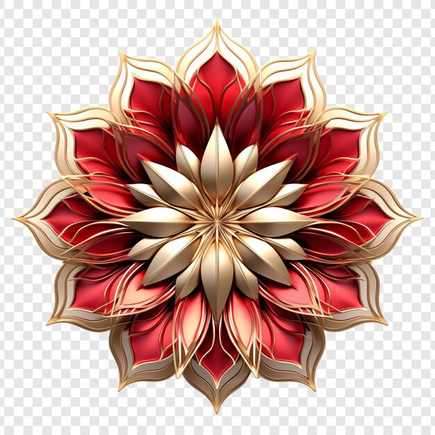 Elemento de design fractal de mandala com padrão de flores isolado em fundo transparente