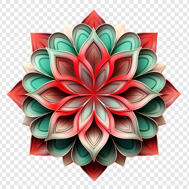 PSD elemento de design fractal de mandala com padrão de flores isolado em fundo transparente