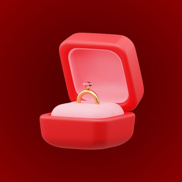 elemento de dia dos namorados vermelho bonito de renderização 3D