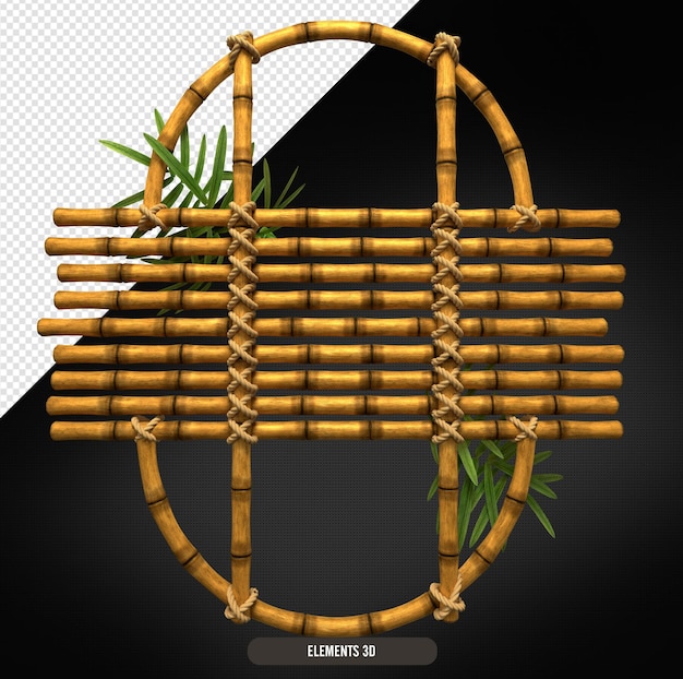 Elemento de fundo de bambu amarrado por cordas rústicas