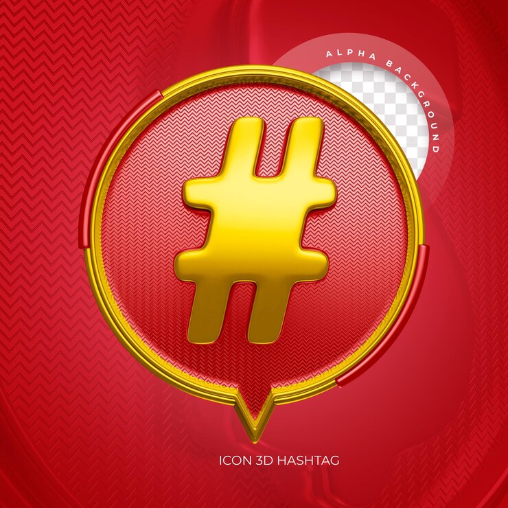 PSD elemento de hashtag 3d para composição
