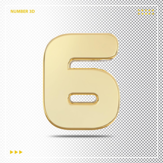 Elemento de luxo de ouro 3d número 6