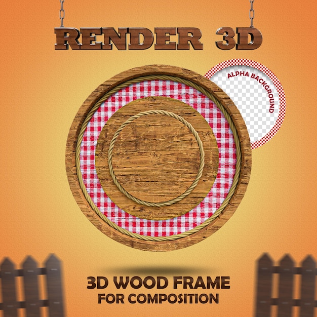 PSD elemento de madeira 3d são joão para composição