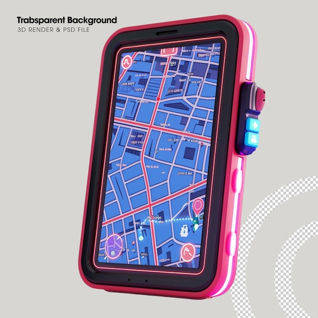 PSD elemento de mapa gps inteligente psd objeto 3d isolado