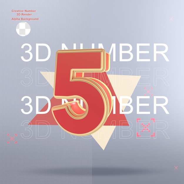 Elemento de número vermelho 3d criativo para design