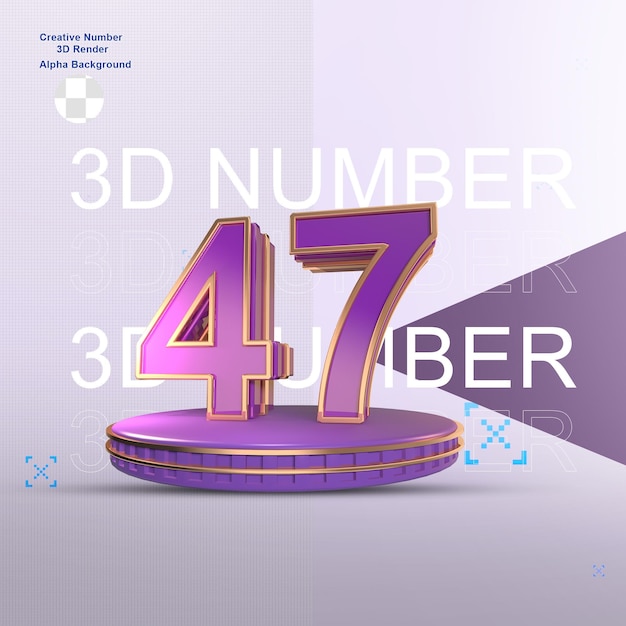 PSD elemento de números 3d em ouro roxo para design