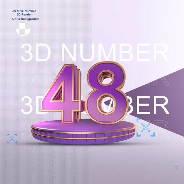 PSD elemento de números 3d em ouro roxo para design