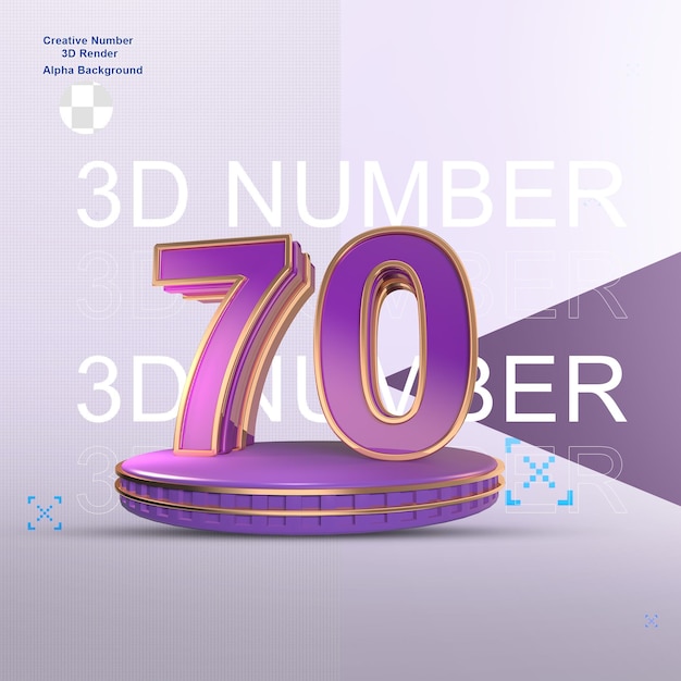 PSD elemento de números 3d em ouro roxo para design