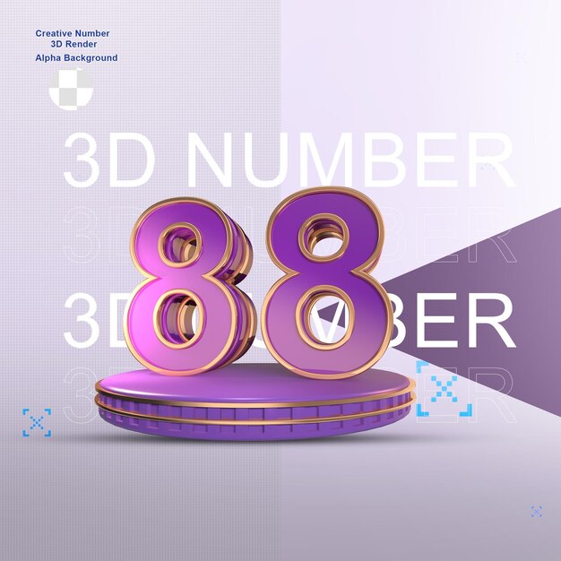 PSD elemento de números 3d em ouro roxo para design