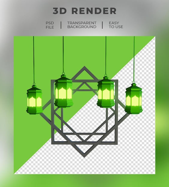 elemento de ramadã de renderização 3D