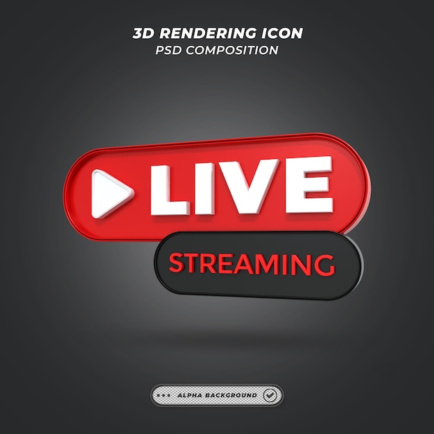 Elemento de streaming de vídeo ao vivo em renderização 3d