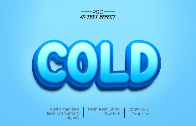 Elemento de texto de título de design de modelo editável de efeito de texto 3d azul frio