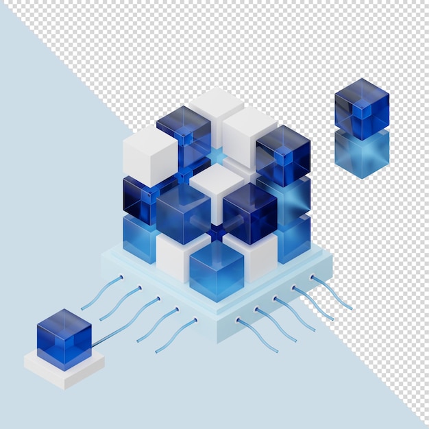 Elemento de vidro cubo 3D para post ou página de destino