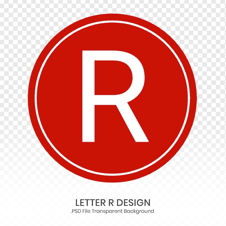 PSD elemento del simbolo della lettera r con cerchio rosso sfondo trasparente png logo r disegno rosso