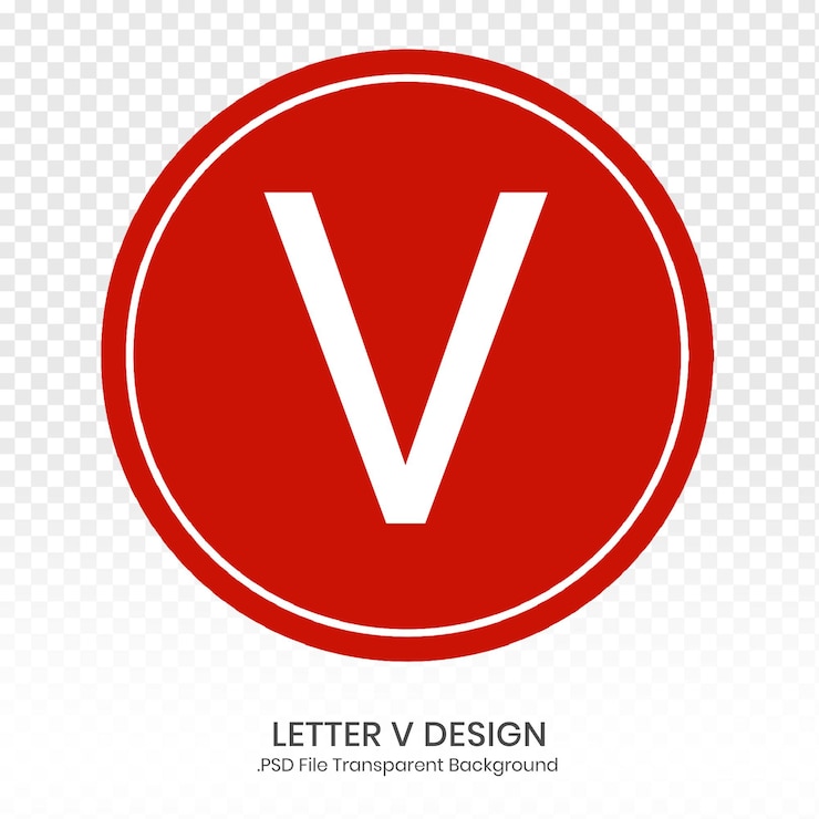 PSD elemento del simbolo della lettera v con sfondo trasparente a cerchio rosso png logo v disegno rosso