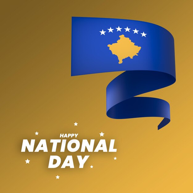 Elemento della bandiera del Kosovo design nastro banner per la festa dell'indipendenza nazionale psd