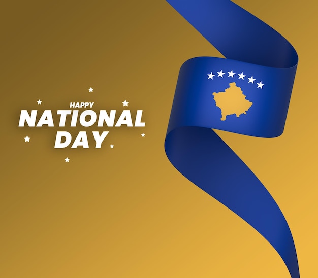 Elemento della bandiera del Kosovo design nastro banner per la festa dell'indipendenza nazionale psd