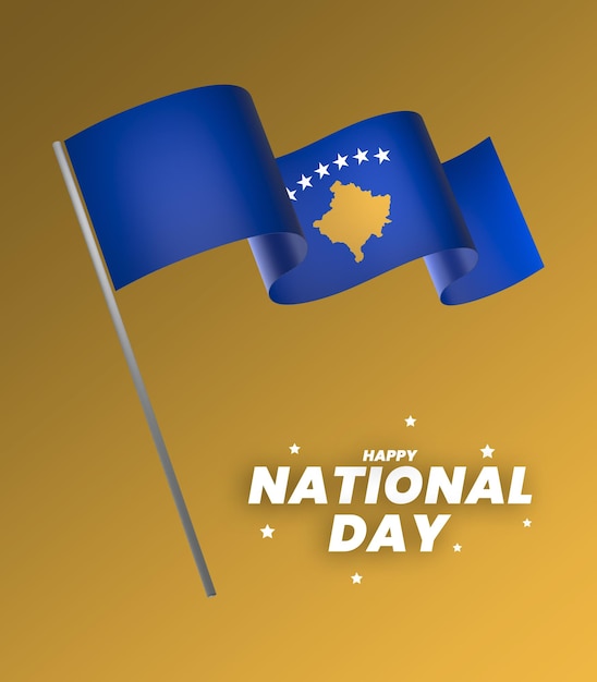 Elemento della bandiera del Kosovo progettazione del nastro della bandiera del giorno dell'indipendenza nazionale psd