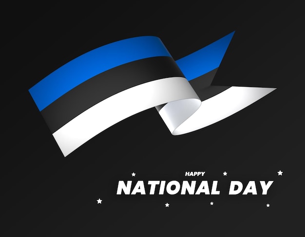 Elemento della bandiera dell'Estonia design nastro banner per la festa dell'indipendenza nazionale psd