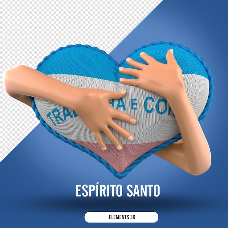 PSD elemento di composizione con due mani che reggono un cuore con la bandiera dell'espirito santo