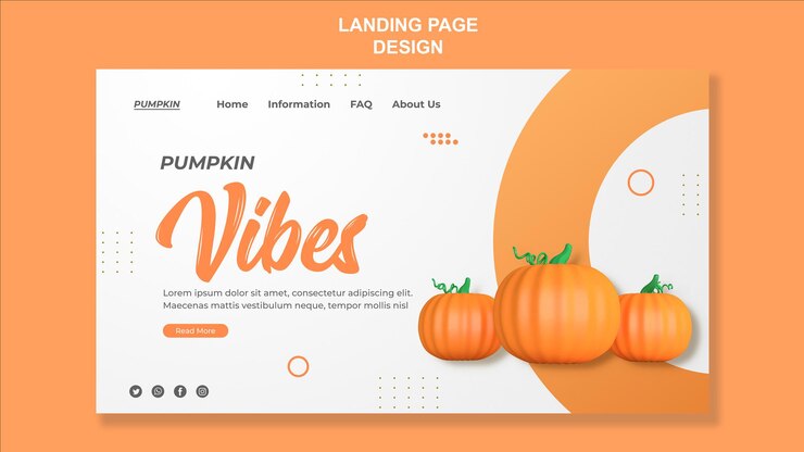 PSD elemento di design della pagina di destinazione della zucca 3d