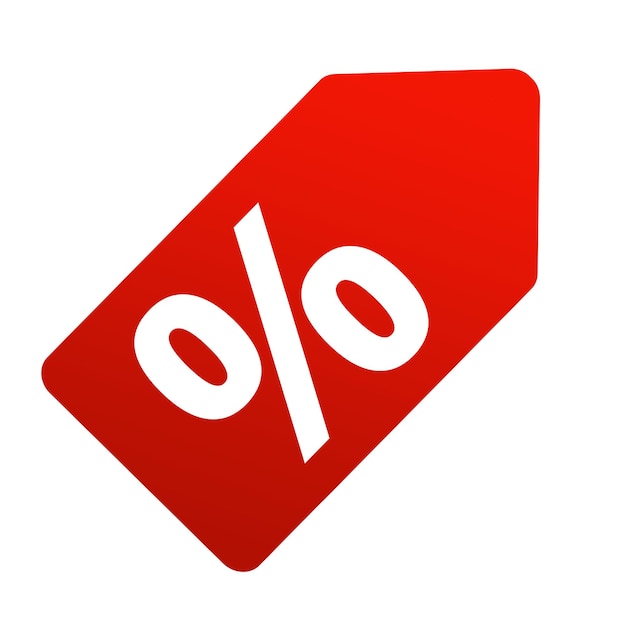 elemento di etichetta simbolo percentuale rossa