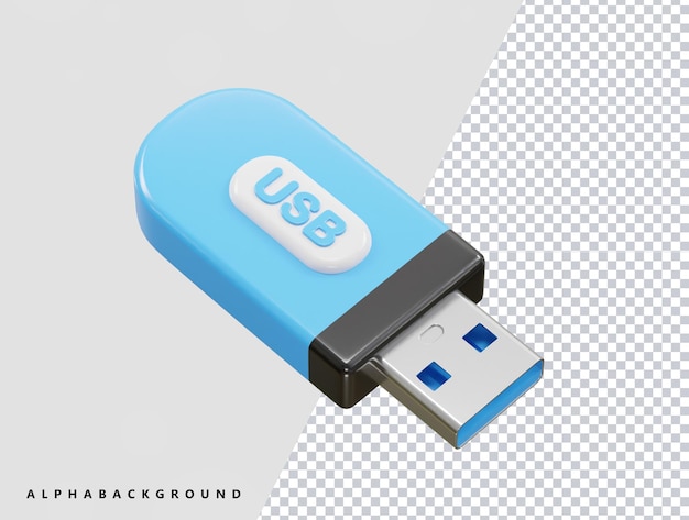 Elemento di illustrazione di rendering 3D dell'icona usb di Pendrive