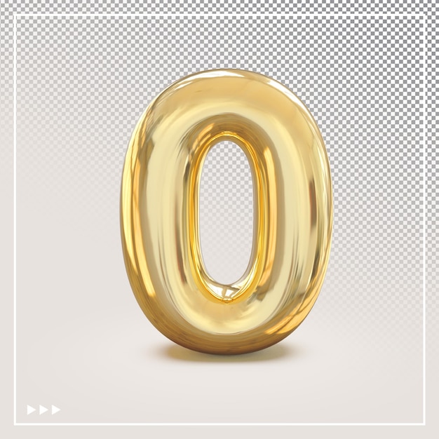 Elemento di lusso 3d numero oro 0