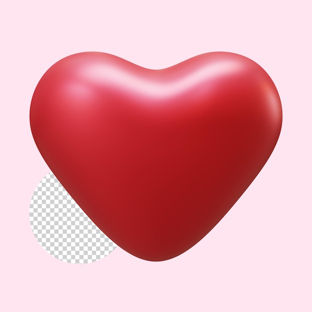 Elemento di rendering 3D del cuore di San Valentino