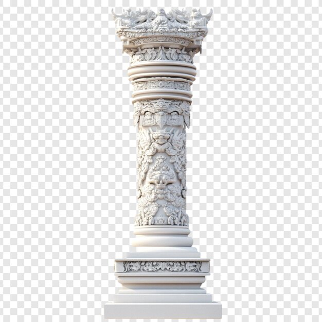 Elemento de diseño arquitectónico de la columna de mármol blanco adornado