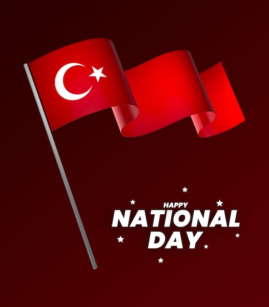 Elemento de diseño de la bandera de Turquía día de la independencia nacional estandarte cinta psd