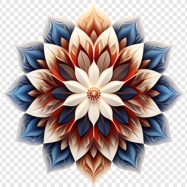 PSD elemento de diseño fractal de mandala con patrón de flores aislado en un fondo transparente