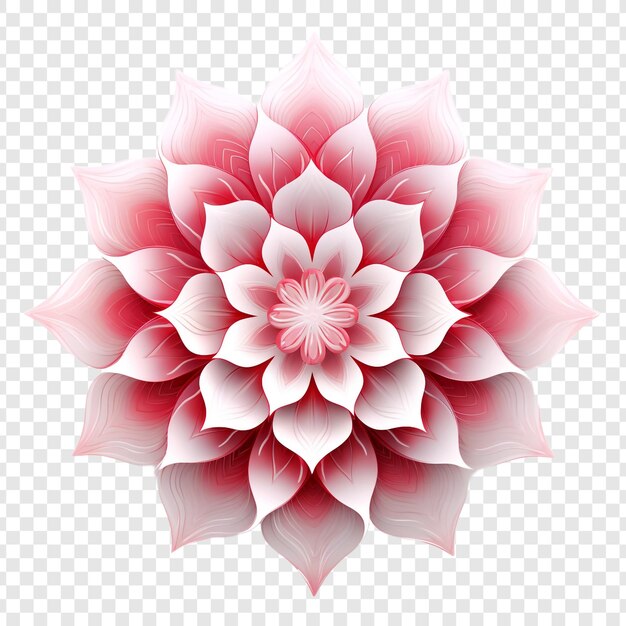 PSD elemento de diseño fractal de mandala con patrón de flores aislado en un fondo transparente