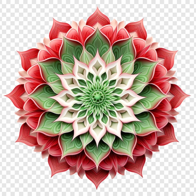PSD elemento de diseño fractal de mandala con patrón de flores aislado en un fondo transparente