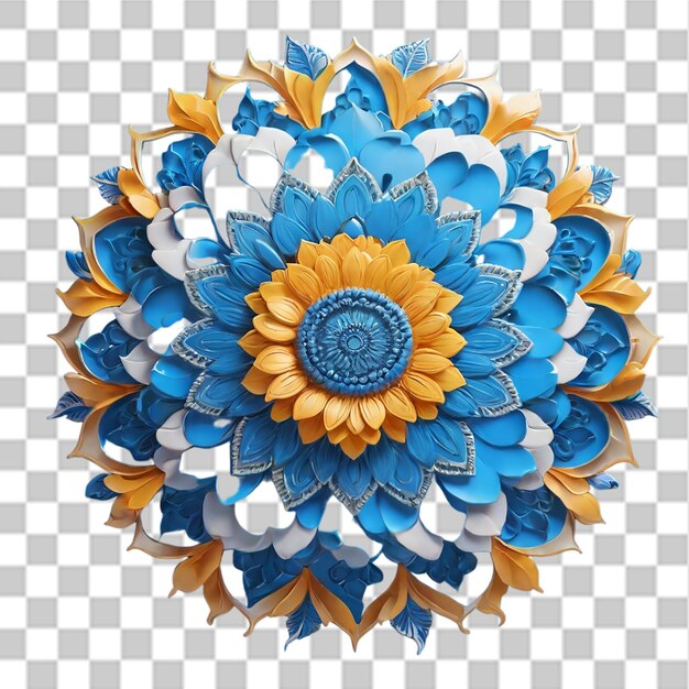 PSD el elemento de diseño del girasol mandala aislado en un fondo transparente