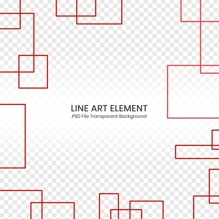 PSD elemento de diseño de línea marco rojo en blanco transparente