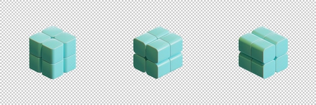 PSD elemento de diseño de renderizado 3d de cubo 03