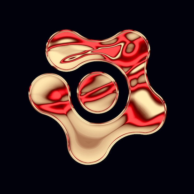 Elemento de diseño Y2k de cromo rojo dorado