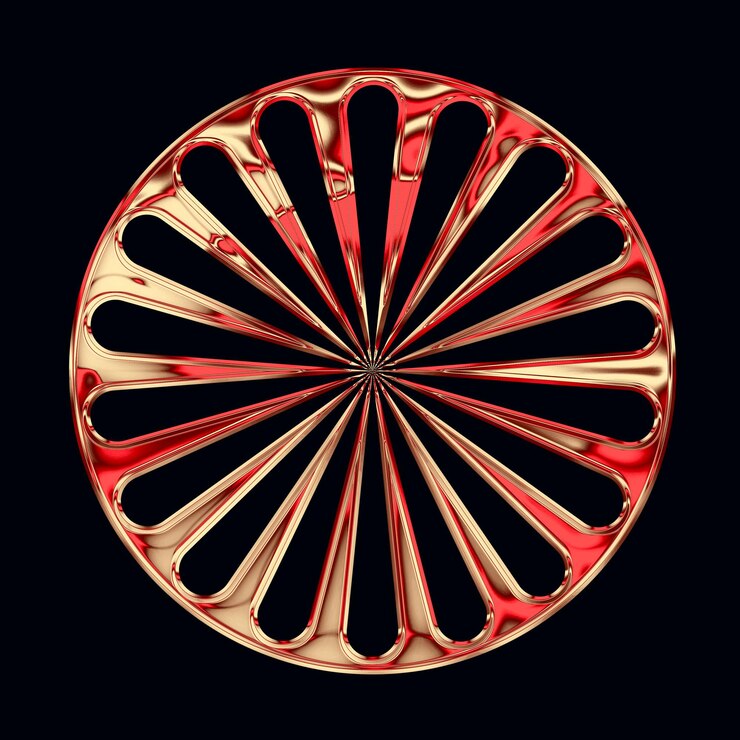 PSD elemento de diseño y2k de cromo rojo dorado