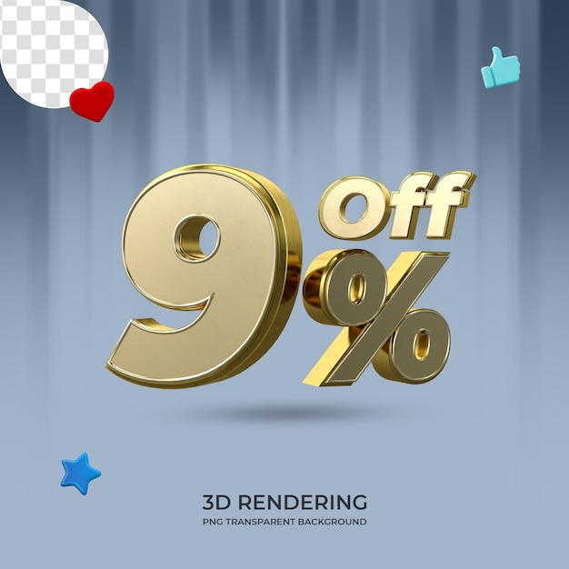 Elemento gráfico 9% de desconto na renderização 3d