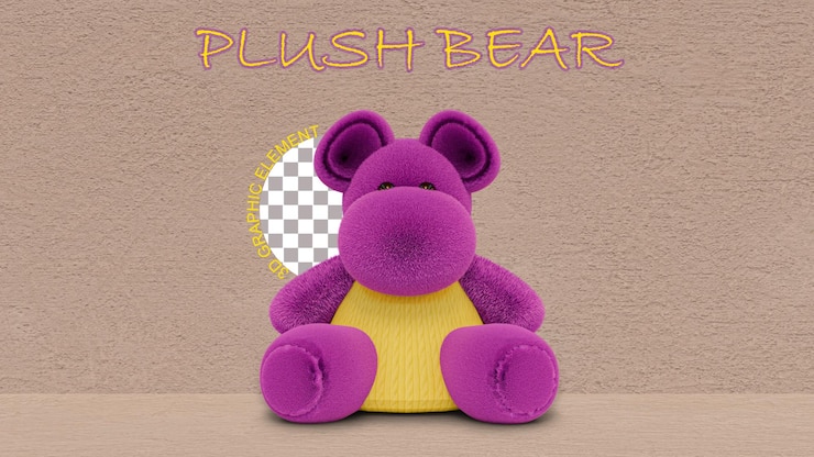 PSD elemento gráfico de urso de pelúcia 3d para design