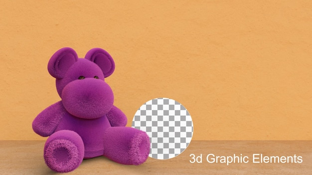 PSD elemento gráfico de urso de pelúcia 3d para design