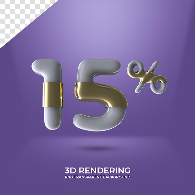 Elemento gráfico Texto arte 15 por ciento representación 3d