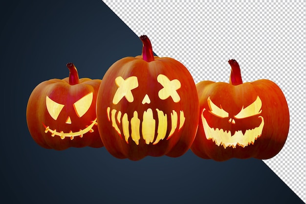 Elemento de Halloween de calabazas de renderizado 3D para cartel de evento y flye